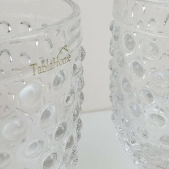 Goblets Glasses Home Hobnail Embossed Set of 2 Knobby Design Clear Cups - Picture 5 of 7